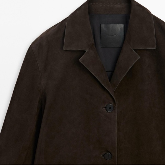 Massimo Dutti Dark Brown Suede Jacket - Picture 3 of 4